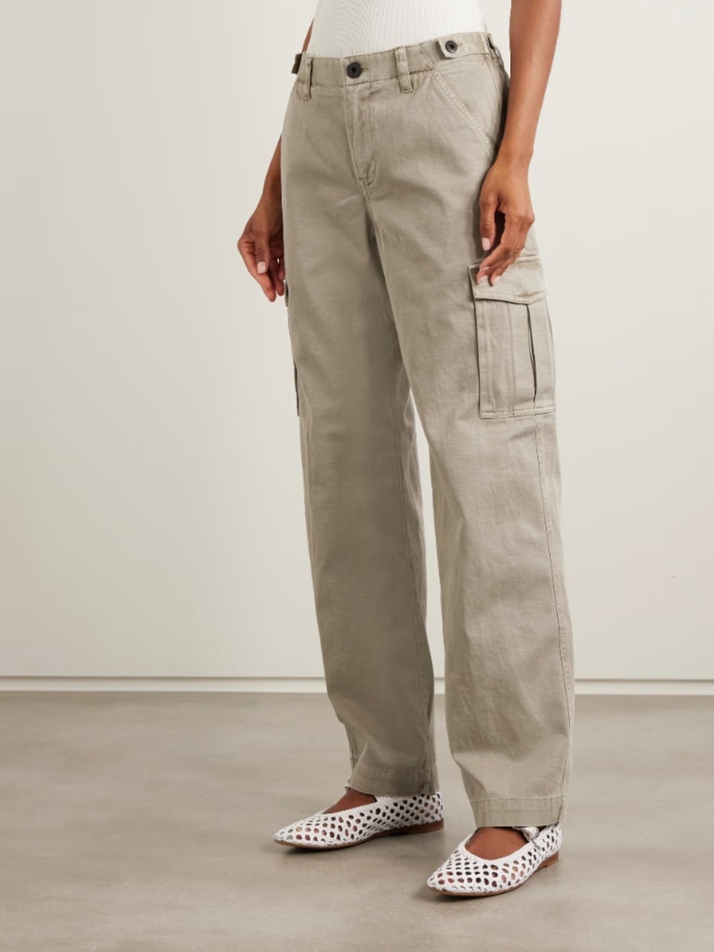 James Perse Cotton Straight-Leg Olive Green Cargo Pants Size 0 NWT